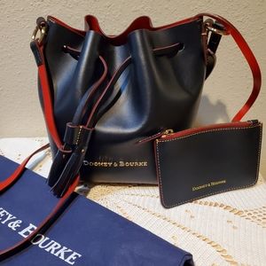 Dooney & Bourke Navy Leather Drawstring Crossbody bag